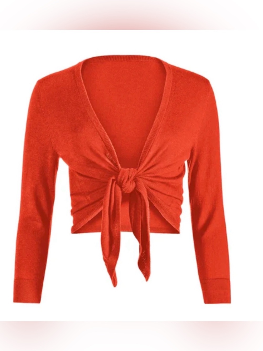Peruvian Connection Nikki Tie Waist Cardigan Picante Orange Red Women's S NWT